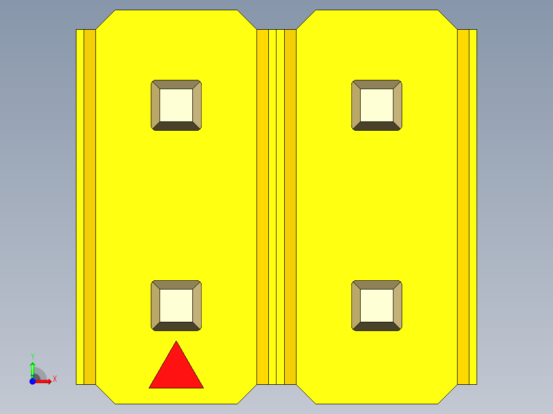 彩色公头100mil（2.54mm）系列-DS1021_yellow_2x02p_100mil_Type43_rev1.0前视图