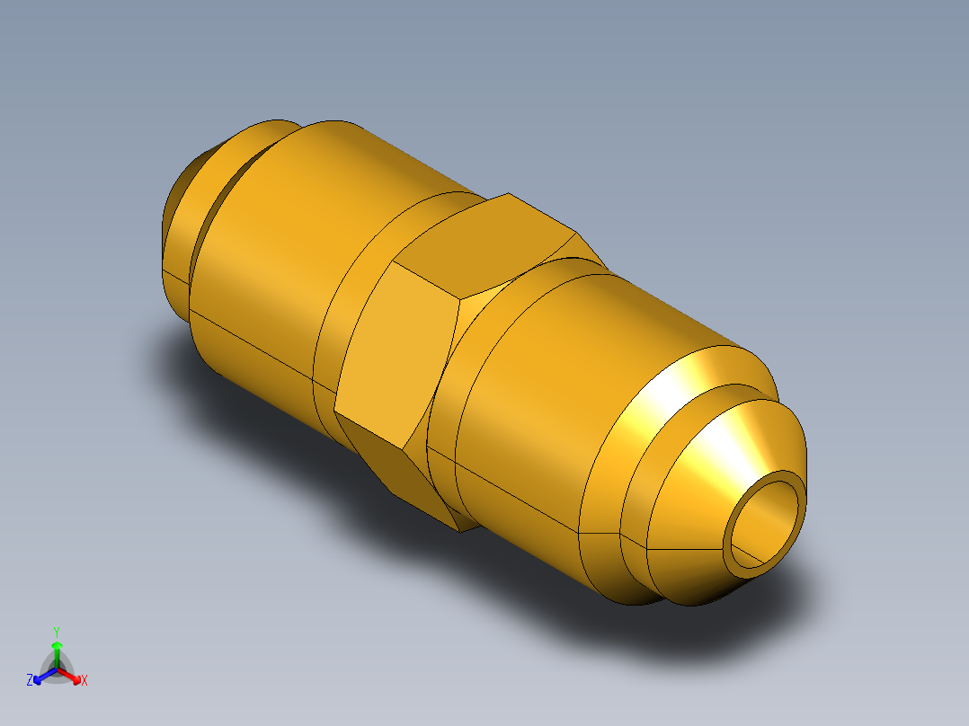 扩口式工业通用硬管接头Union 42F-3正等轴测图