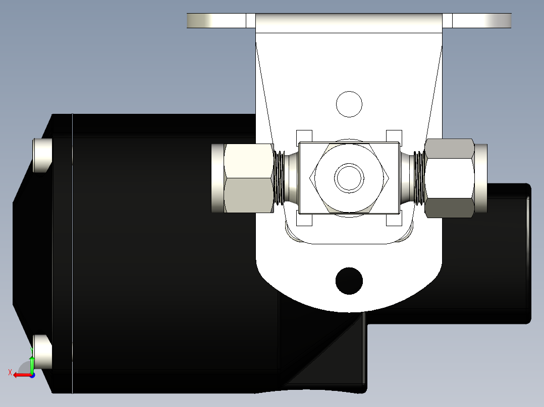不锈钢单片式40G系列三通球阀，0.35 Cv，6 mm管接头后视图