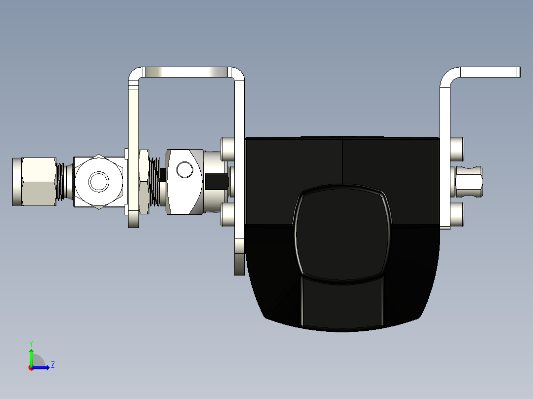 不锈钢单片式40G系列三通球阀，0.35 Cv，6 mm管接头左视图
