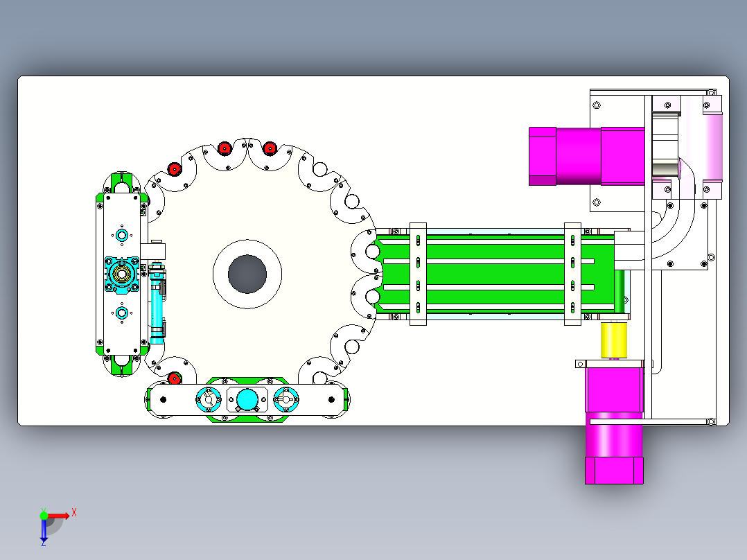金属片压入轮圆筒step俯视图