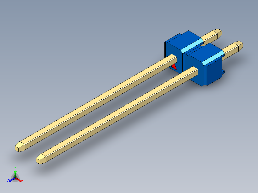 彩色公头100mil（2.54mm）系列-DS1021_blue_1x02p_100mil_Type19_rev1.0正等轴测图