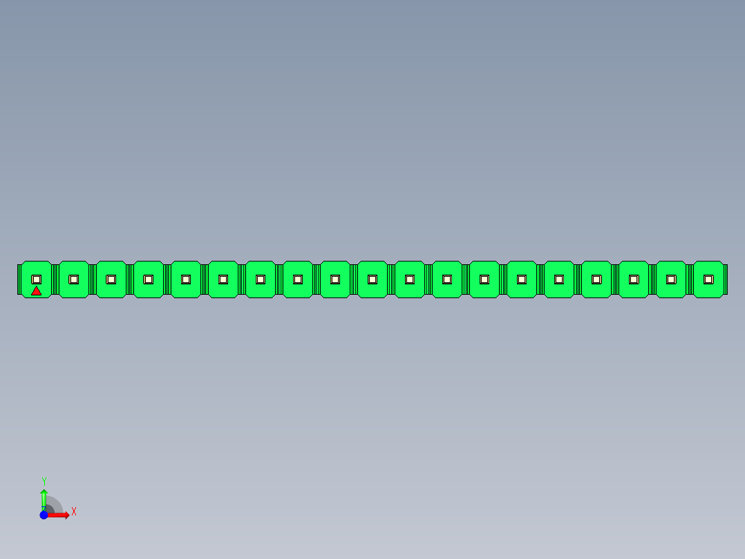 彩色公头100mil（2.54mm）系列-DS1021_green_1x19p_100mil_Type43_rev1.0前视图
