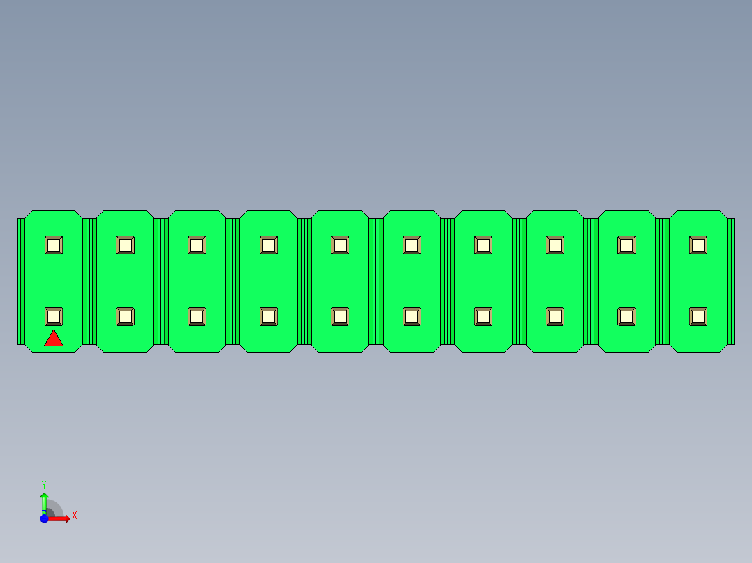 彩色公头100mil（2.54mm）系列-DS1021_green_2x10p_100mil_Type19_rev1.0前视图