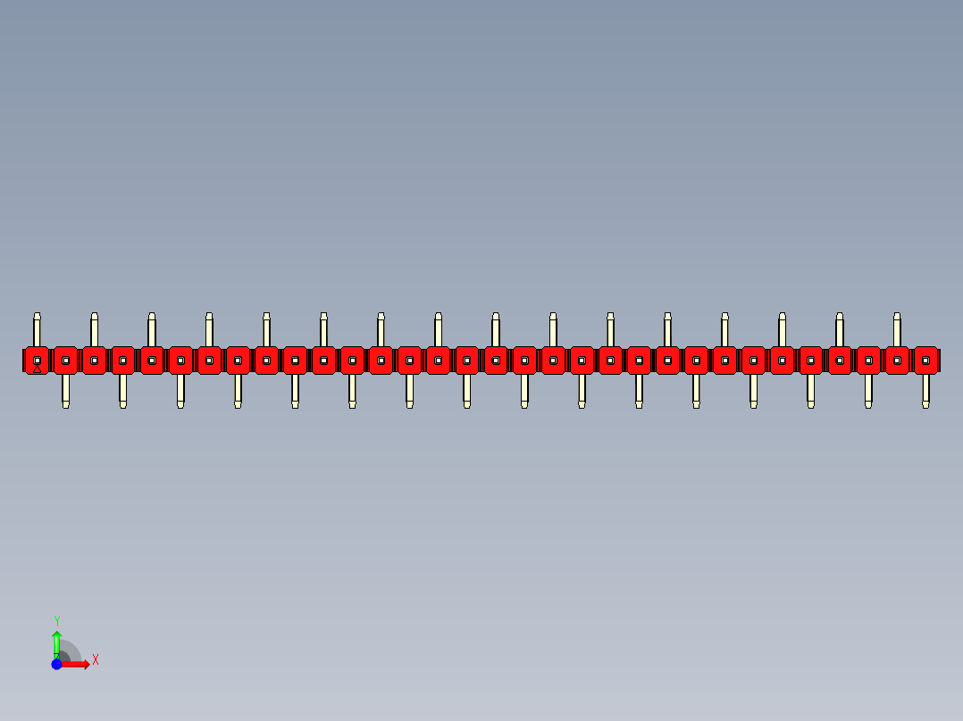 彩色公排针 100mil 2.54mm 系列-DS1022_red_32p_100mil_Type_SMT_R1_rev1.0前视图