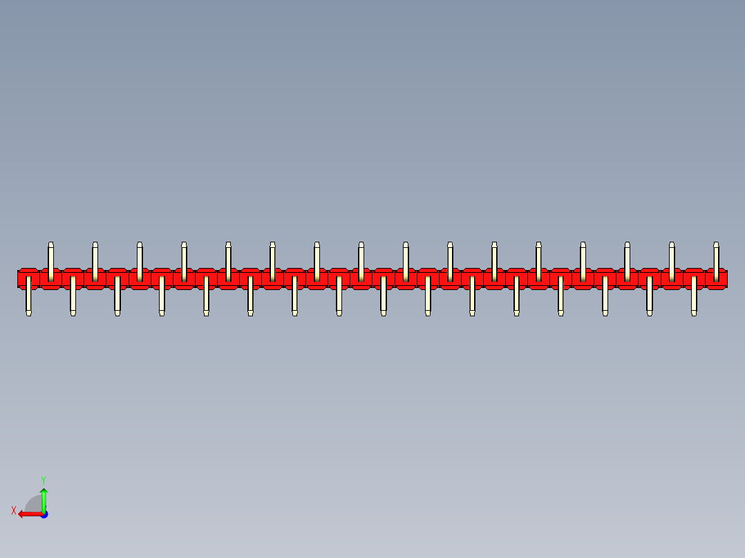 彩色公排针 100mil 2.54mm 系列-DS1022_red_32p_100mil_Type_SMT_R1_rev1.0后视图