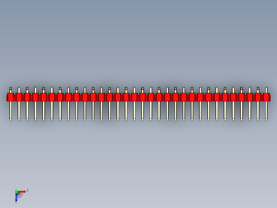 彩色公排针 100mil 2.54mm 系列-DS1022_red_32p_100mil_Type_SMT_R1_rev1.0俯视图
