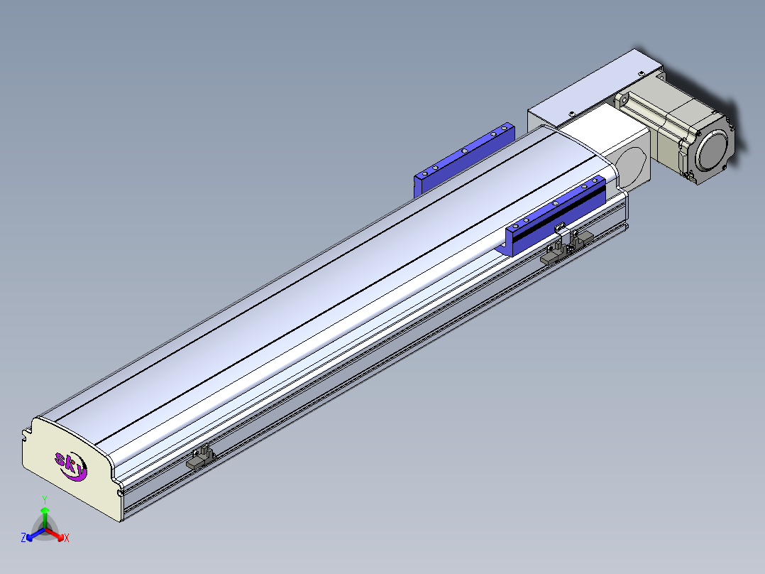 同步带滑台-半封闭B17H-L50-S600-L-P75-D3正等轴测图