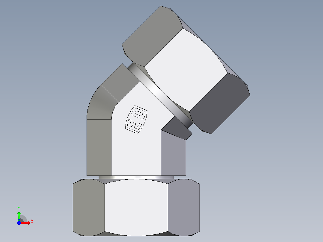 卡套式工业通用硬管接头EO_Swivel_nut_45_deg_elbow_EV25ZS71前视图