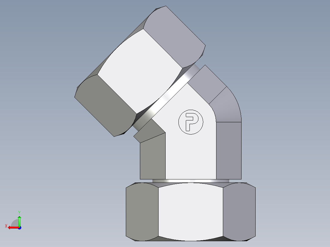 卡套式工业通用硬管接头EO_Swivel_nut_45_deg_elbow_EV25ZS71后视图