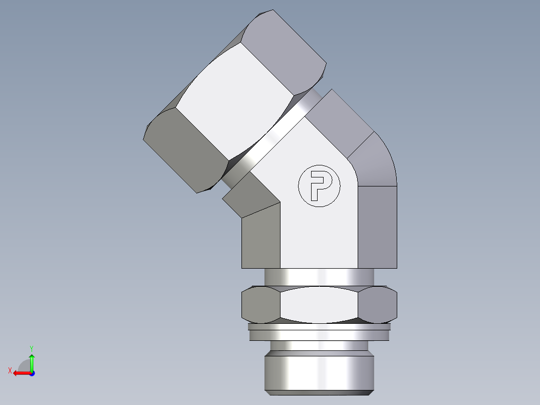 卡套式工业通用硬管接头EO_Adjustable_locknut_45_deg_elbow_VEE18LMCF后视图