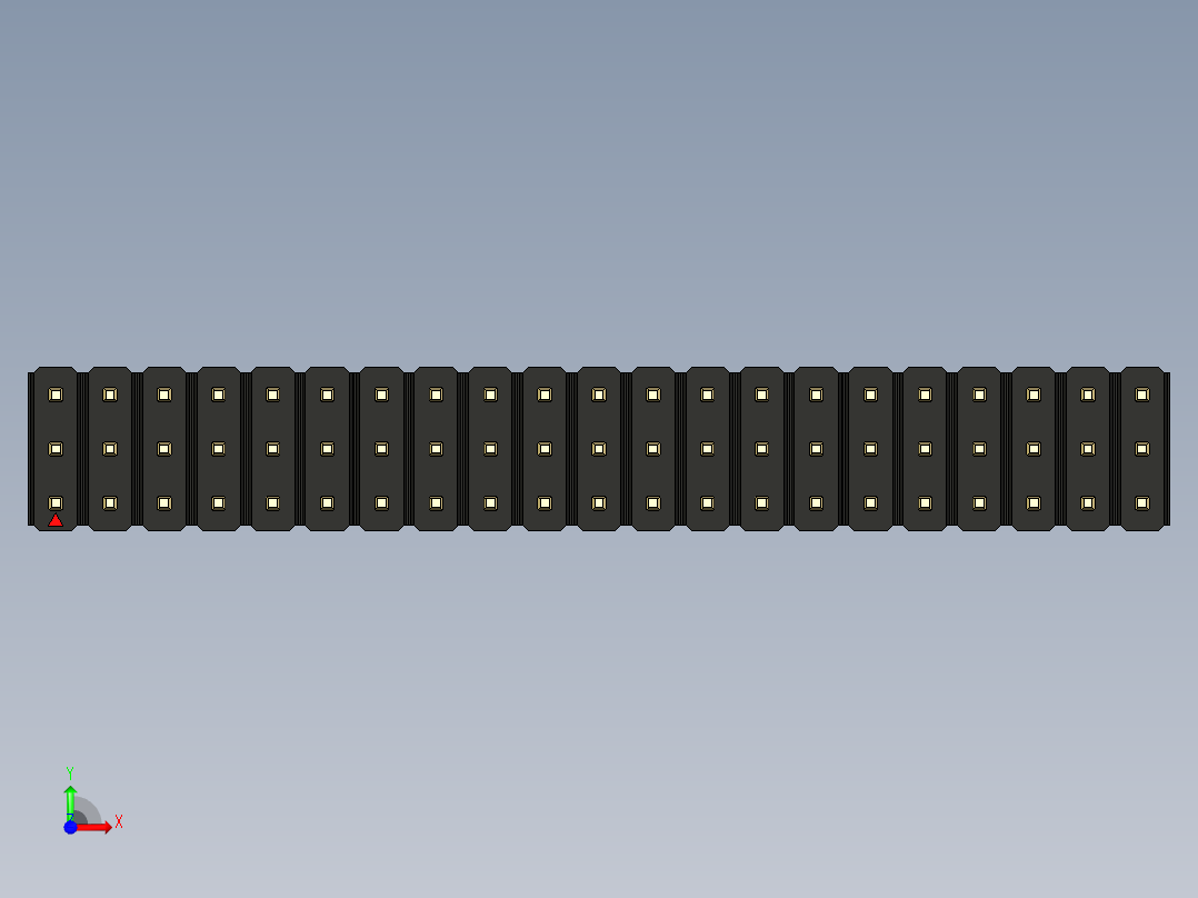 彩色公头100mil（2.54mm）系列-DS1021_black_3x21p_100mil_Type1_rev1.0前视图