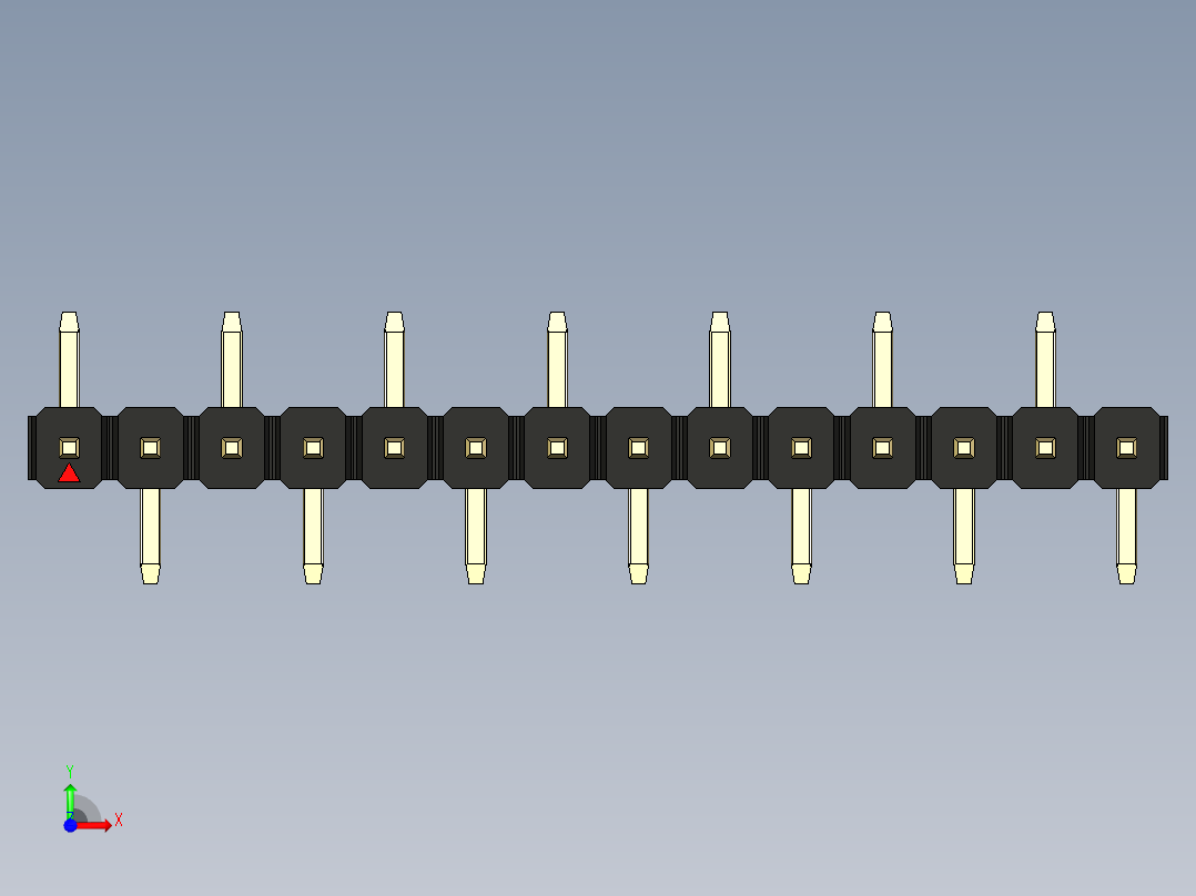 彩色公排针 100mil 2.54mm 系列-DS1022_black_14p_100mil_Type_SMT_R1_rev1.0前视图