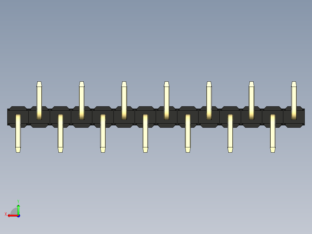 彩色公排针 100mil 2.54mm 系列-DS1022_black_14p_100mil_Type_SMT_R1_rev1.0后视图