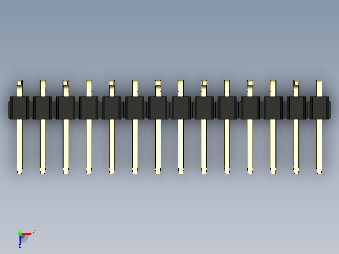 彩色公排针 100mil 2.54mm 系列-DS1022_black_14p_100mil_Type_SMT_R1_rev1.0俯视图