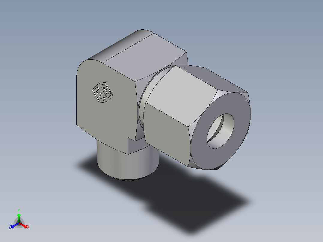 卡套式工业通用硬管接头EO_Male_stud_elbow_WE10SMCF正等轴测图