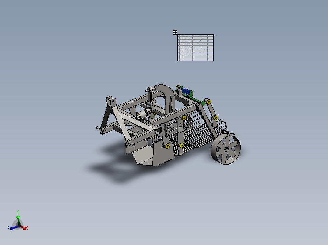 小型拖拉机上的 1 行振动马铃薯收割机