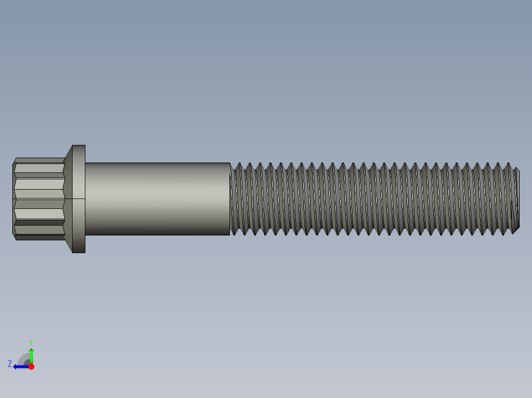 1_4in-28法兰头螺钉-1-4in-28 1.5long 12-point screws.STEP右视图