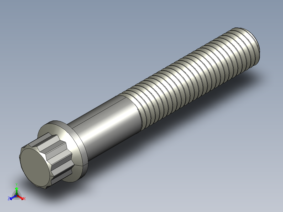 1_4in-28法兰头螺钉-1-4in-28 1.5long 12-point screws.STEP正等轴测图