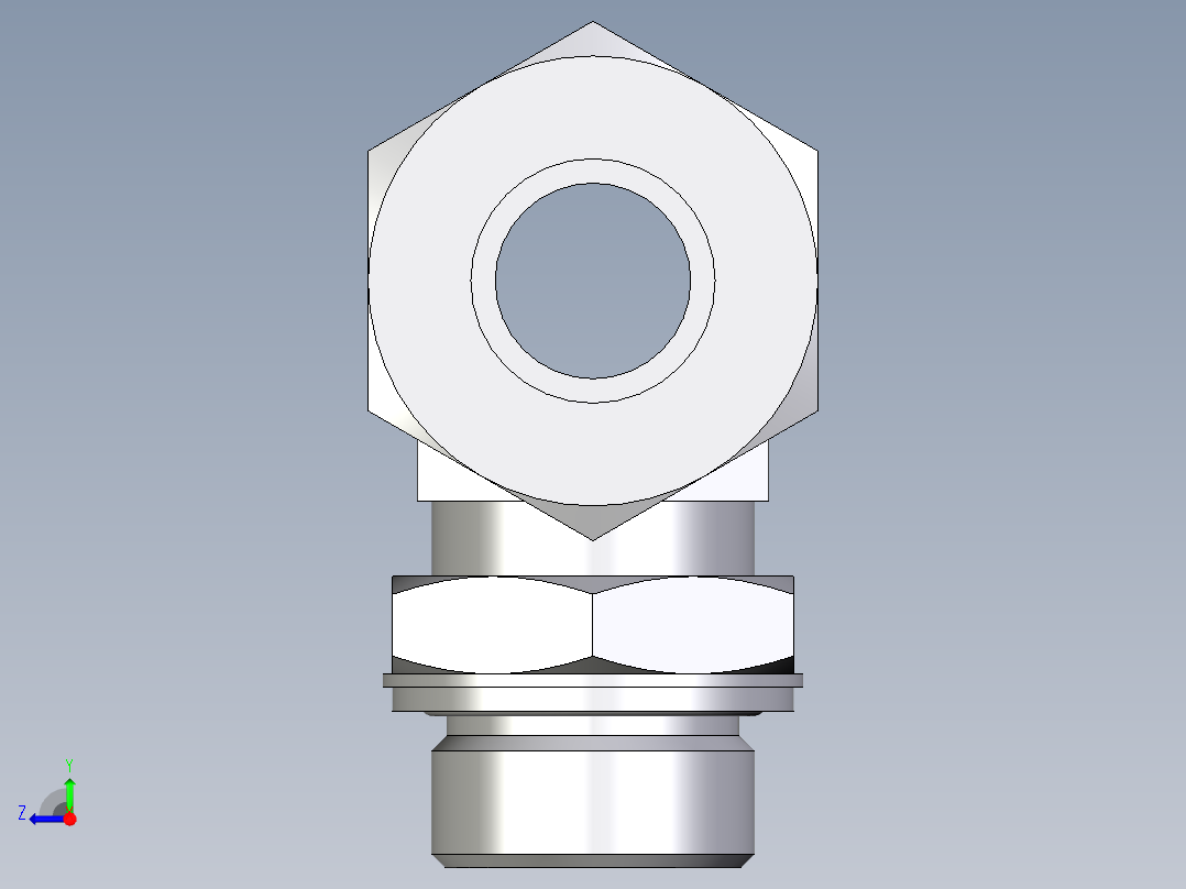卡套式工业通用硬管接头EO_Adjustable_locknut_branch_tee_TEE25SMCF右视图