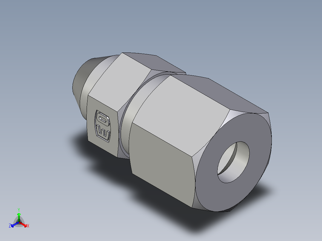 卡套式工业通用硬管接头EO_Weld_connector_AS08ZS正等轴测图