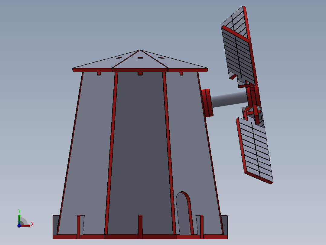 激光切割的木制玩具风车模型3D图纸 Solidworks设计 附STEP等格式前视图