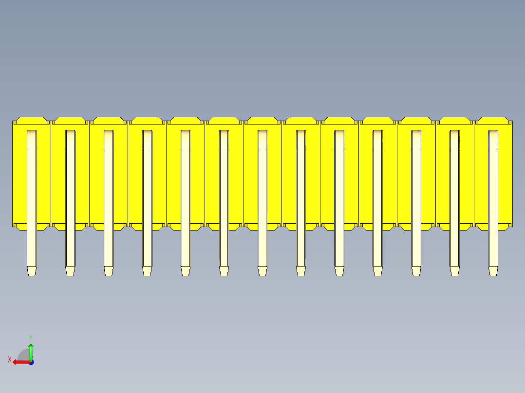 彩色公排针 100mil 2.54mm 系列-DS1022_yellow_3x13p_100mil_TypeD_rev1.0后视图
