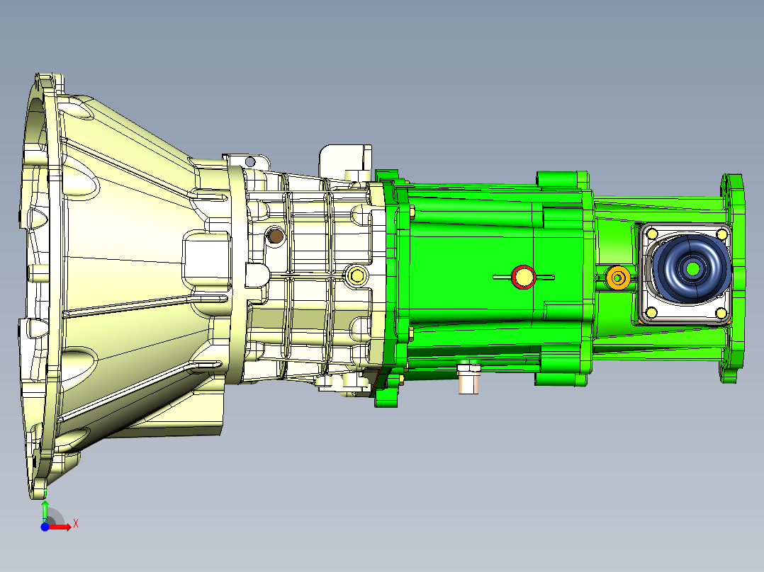 变速箱和离合器前视图