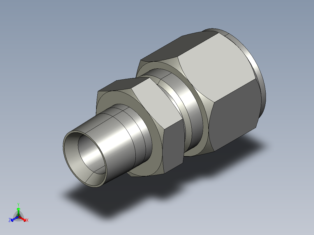 卡套式工业通用硬管接头12-8_fbu-s正等轴测图