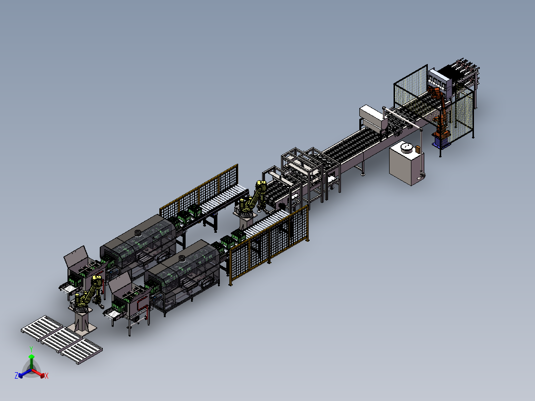 面包片自动烘烤装箱生产线sw20正等轴测图