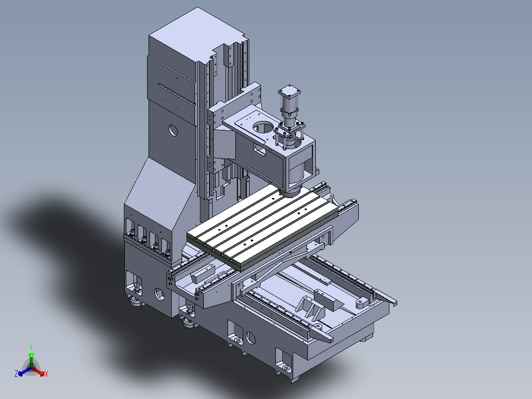 立式加工中心光机 3D图 机械设计素材3D模型主视图