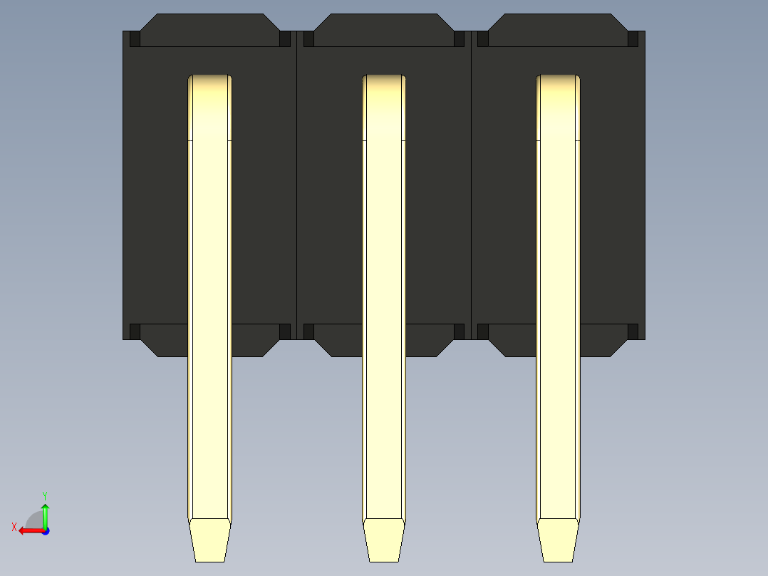 彩色公排针 100mil 2.54mm 系列-DS1022_black_2x03p_100mil_TypeD_rev1.0后视图
