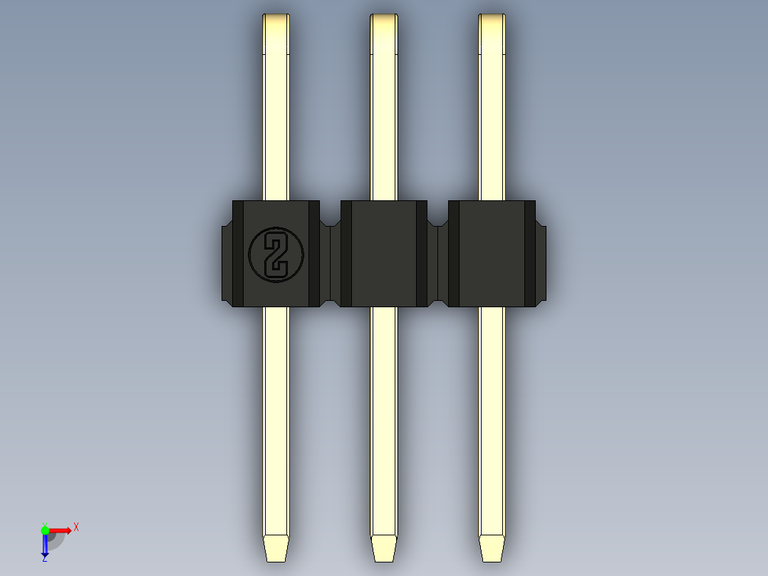 彩色公排针 100mil 2.54mm 系列-DS1022_black_2x03p_100mil_TypeD_rev1.0俯视图
