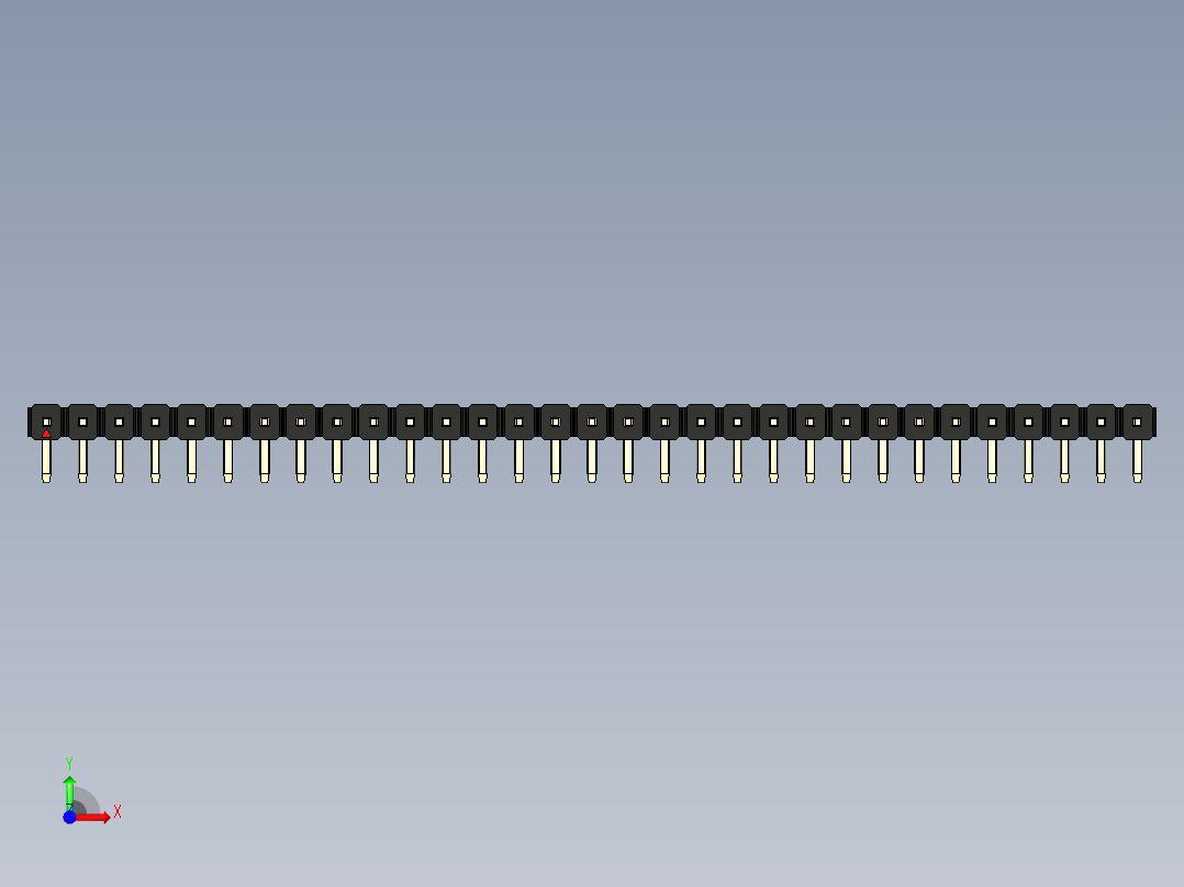 彩色公排针 100mil 2.54mm 系列-DS1022_black_1x31p_100mil_TypeD_rev1.0前视图