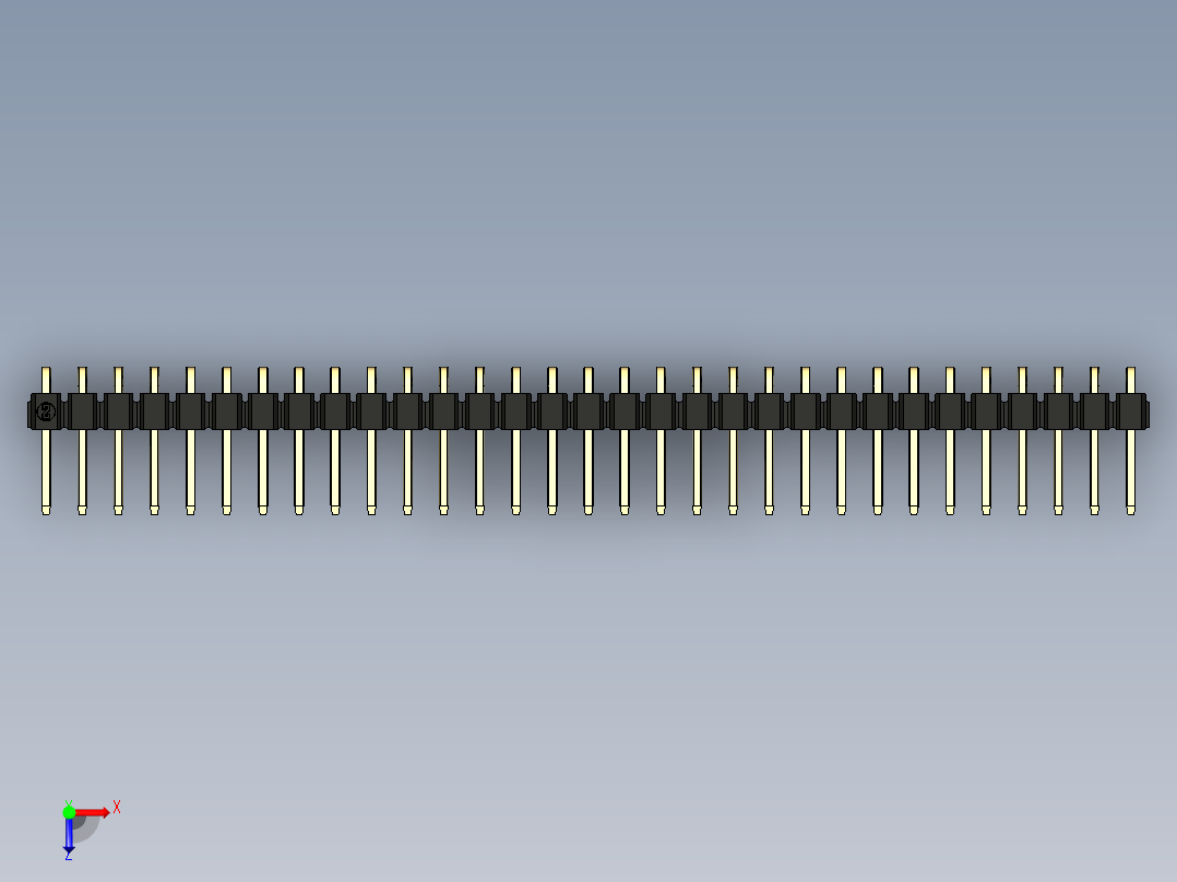 彩色公排针 100mil 2.54mm 系列-DS1022_black_1x31p_100mil_TypeD_rev1.0俯视图