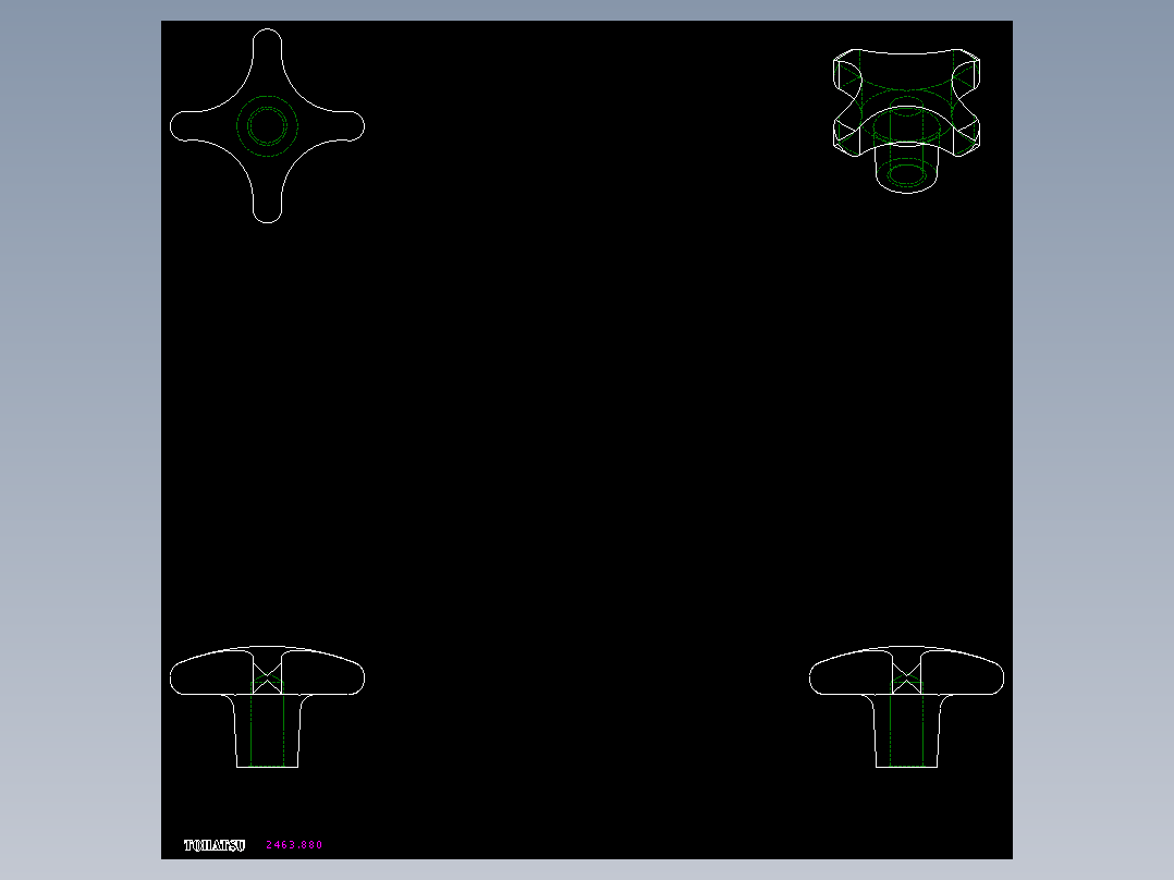 星型把手(鋁合金)2463-2D多系列多零件图纸模型