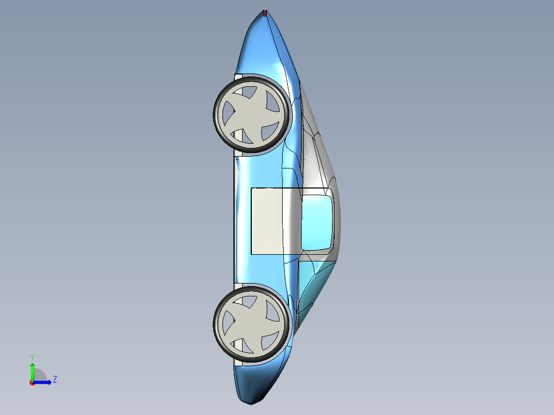 小型电动汽车造型3D数模图纸 STEP格式左视图