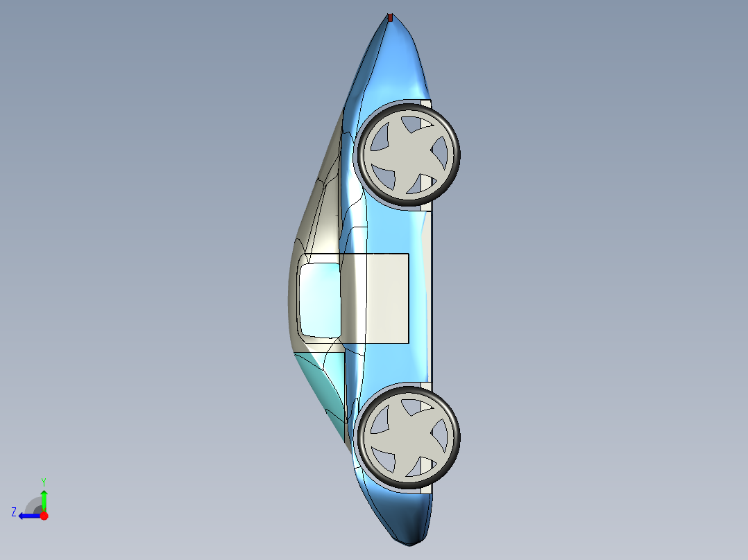 小型电动汽车造型3D数模图纸 STEP格式右视图
