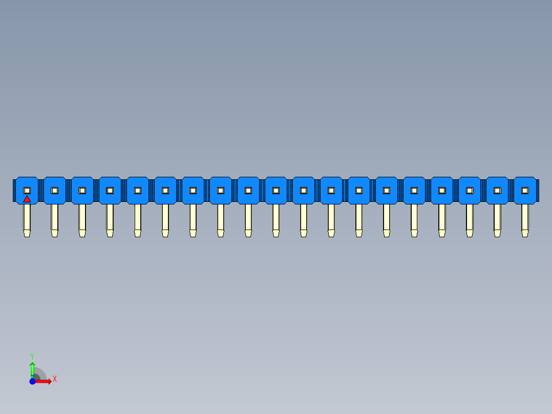 彩色公排针 100mil 2.54mm 系列-DS1022_blue_1x19p_100mil_TypeD_rev1.0前视图