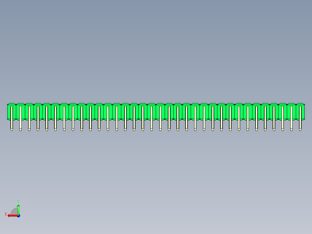 彩色公排针 100mil 2.54mm 系列-DS1022_green_2x34p_100mil_TypeD_rev1.0后视图