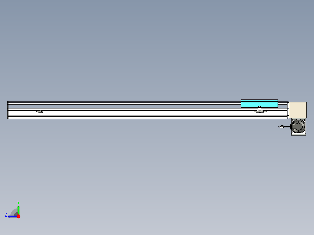 同步带滑台-半封闭B22H-L100-C-S1350-LD-P75-D3-N5右视图