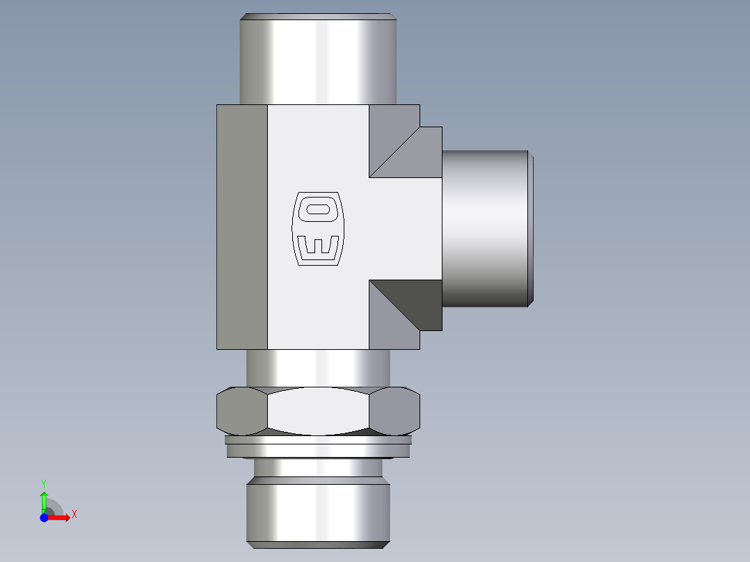 卡套式工业通用硬管接头EO_Adjustable_locknut_run_tee_LEE16SMOMDCF前视图