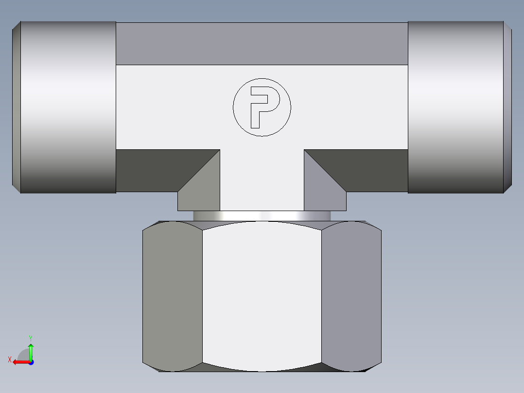 卡套式工业通用硬管接头EO_Swivel_nut_branch_tee_ET12SOMDCF后视图