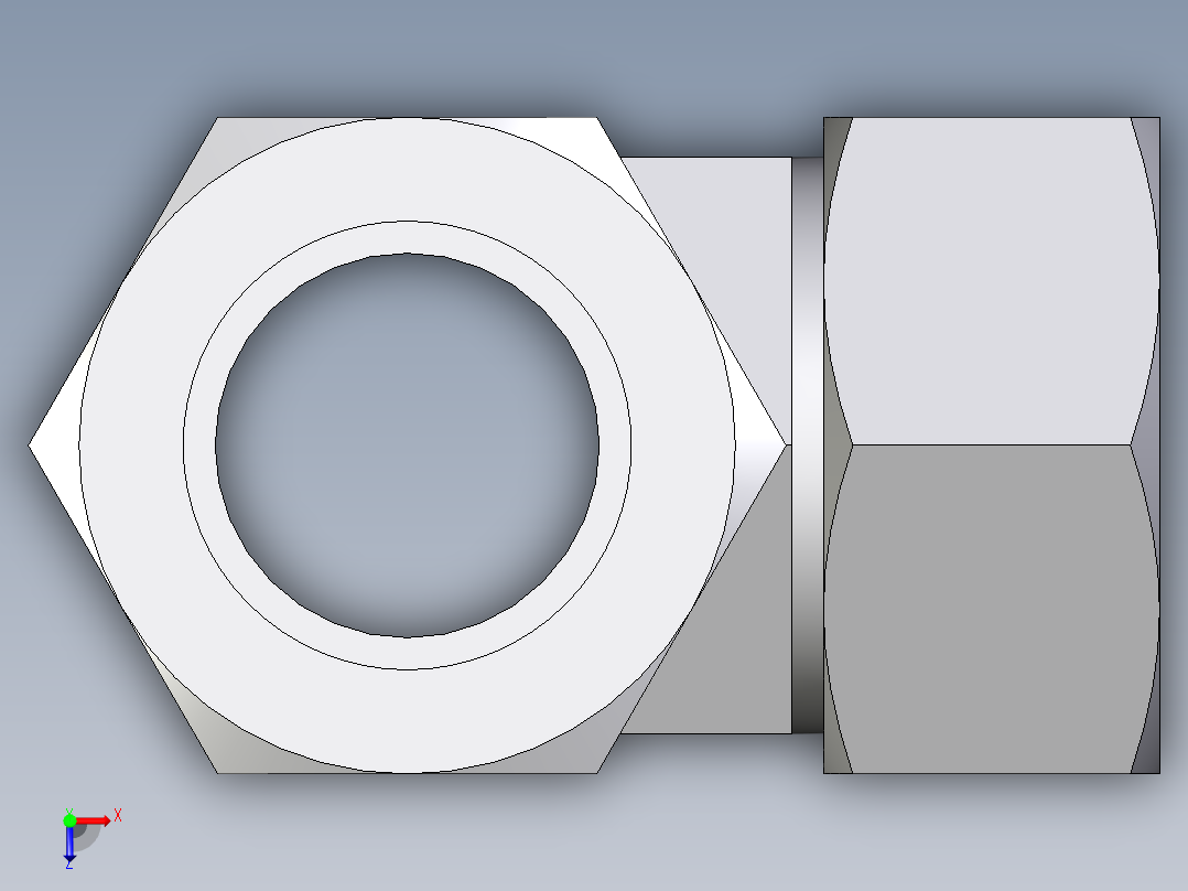 卡套式工业通用硬管接头EO_Swivel_nut_run_tee_EL28ZL71俯视图