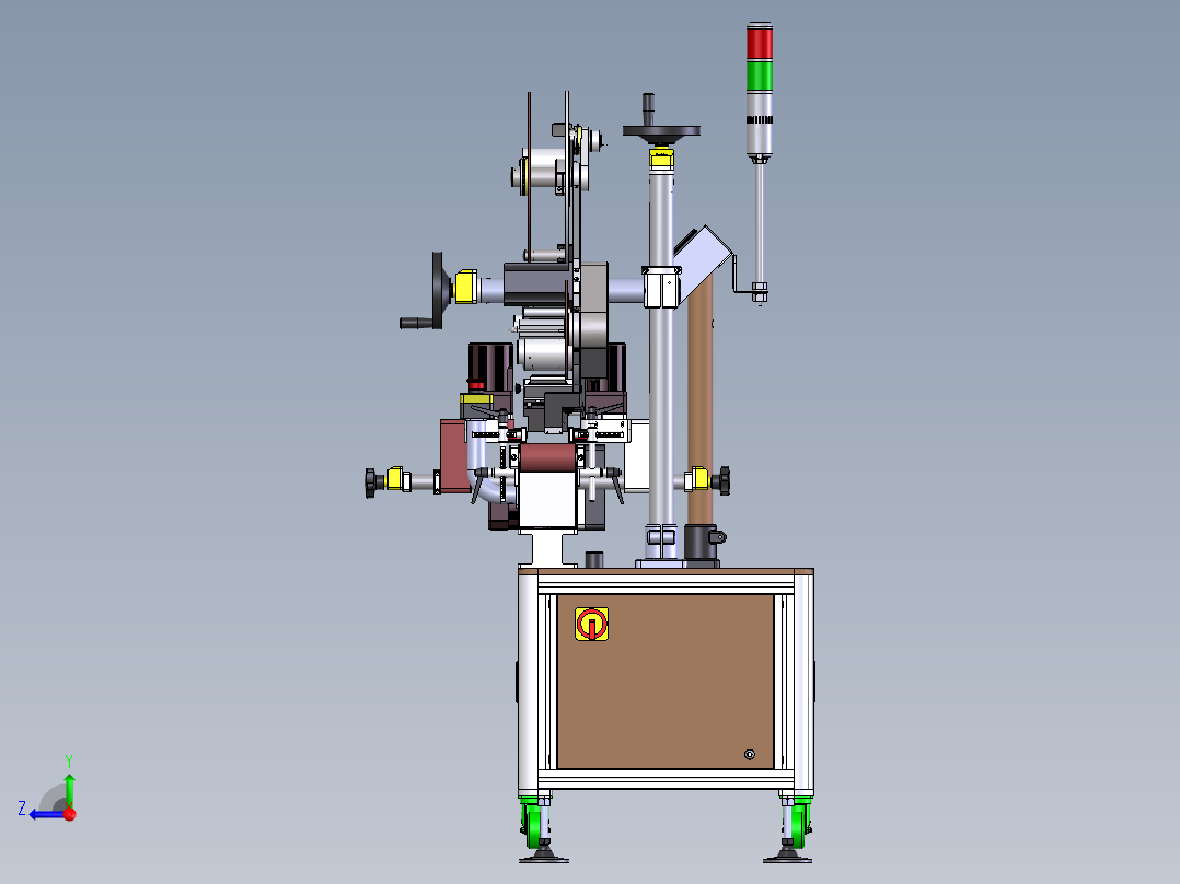 全自动平面贴标机3D图纸 机械设计参考资料设计素材右视图