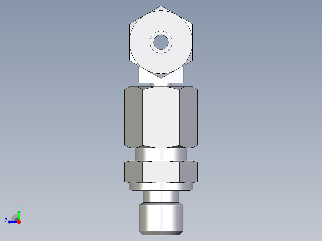卡套式工业通用硬管接头EO_Assembled_adjustable_standpipe_branch_tee_EVT06SM71右视图