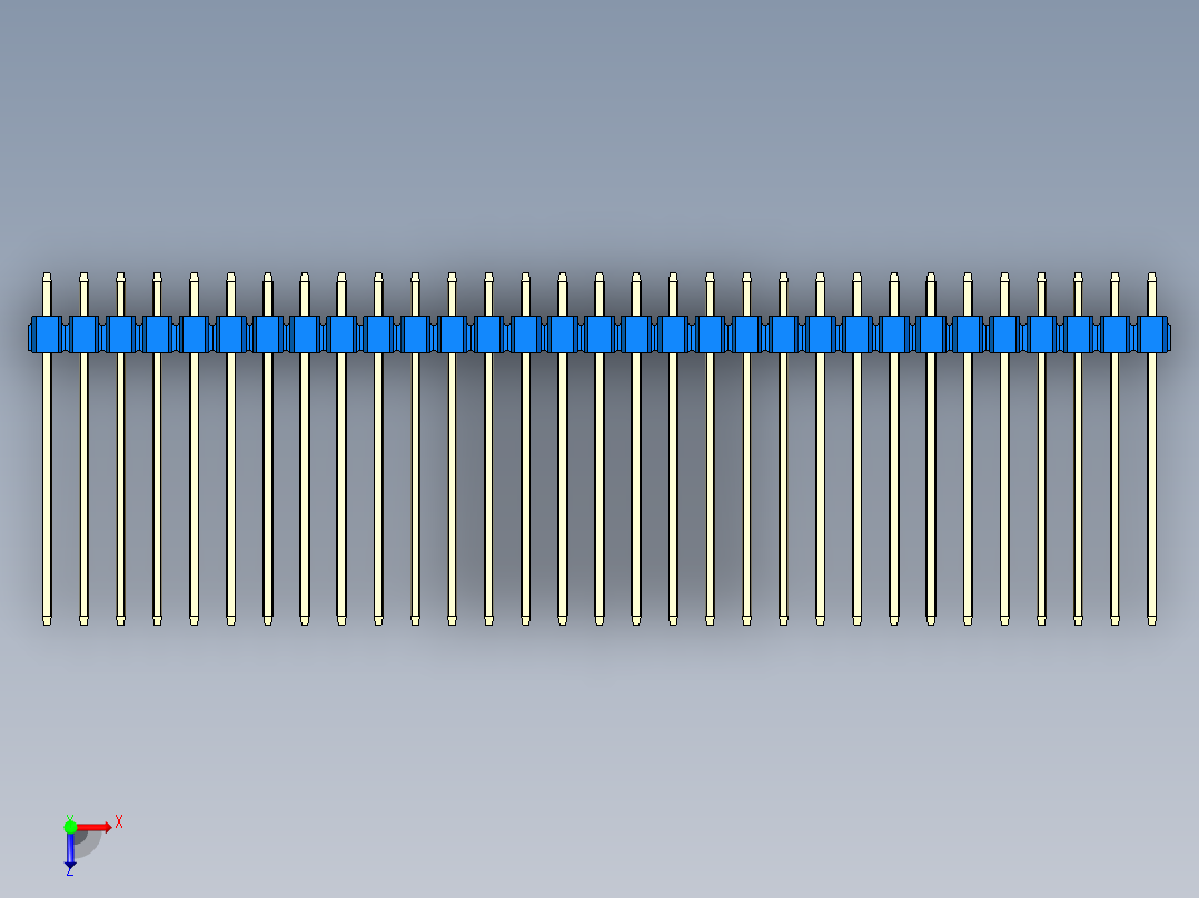 彩色公头100mil（2.54mm）系列-DS1021_blue_1x31p_100mil_Type19_rev1.0俯视图