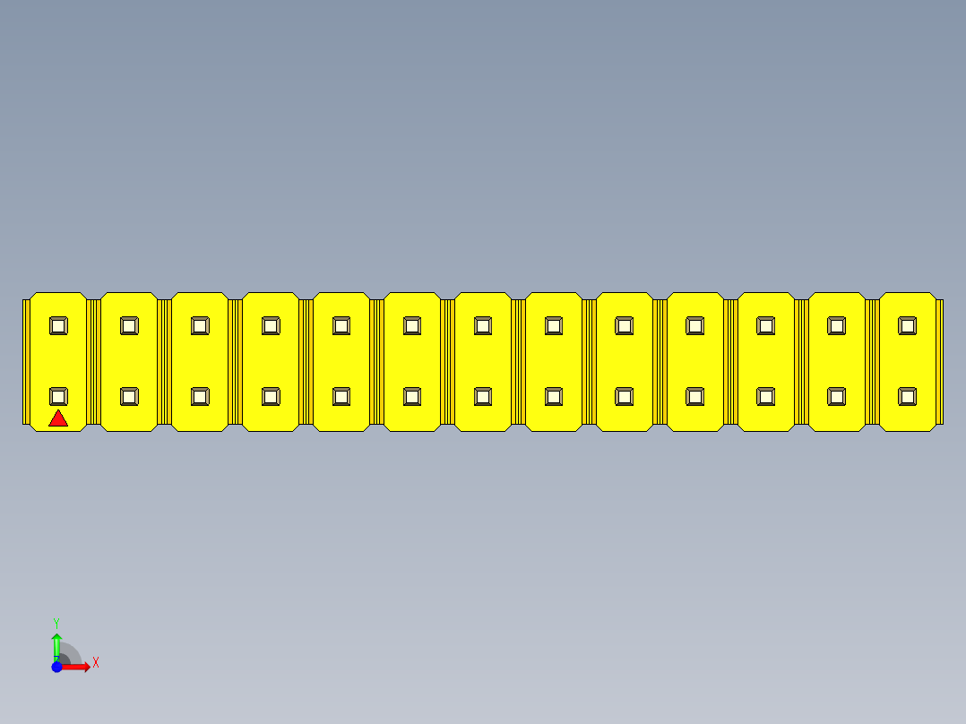彩色公头100mil（2.54mm）系列-DS1021_yellow_2x13p_100mil_Type43_rev1.0前视图