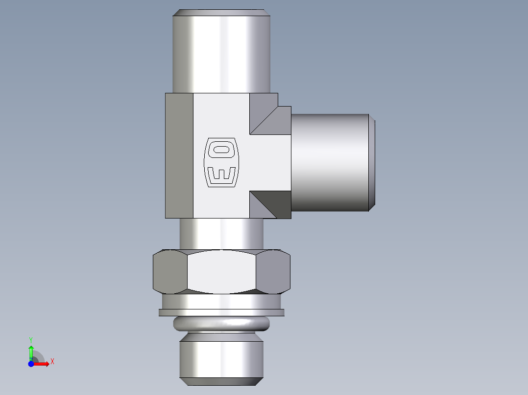 卡套式工业通用硬管接头EO_Adjustable_locknut_run_tee_LEE06SMOROMDCF前视图