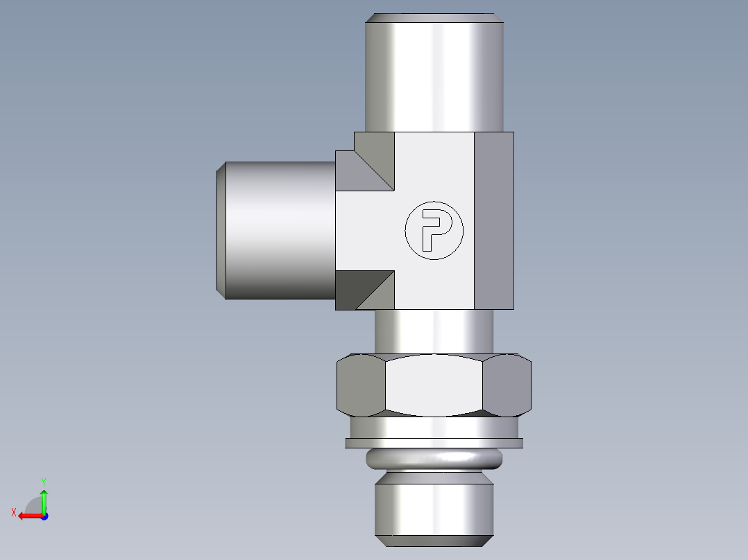 卡套式工业通用硬管接头EO_Adjustable_locknut_run_tee_LEE06SMOROMDCF后视图